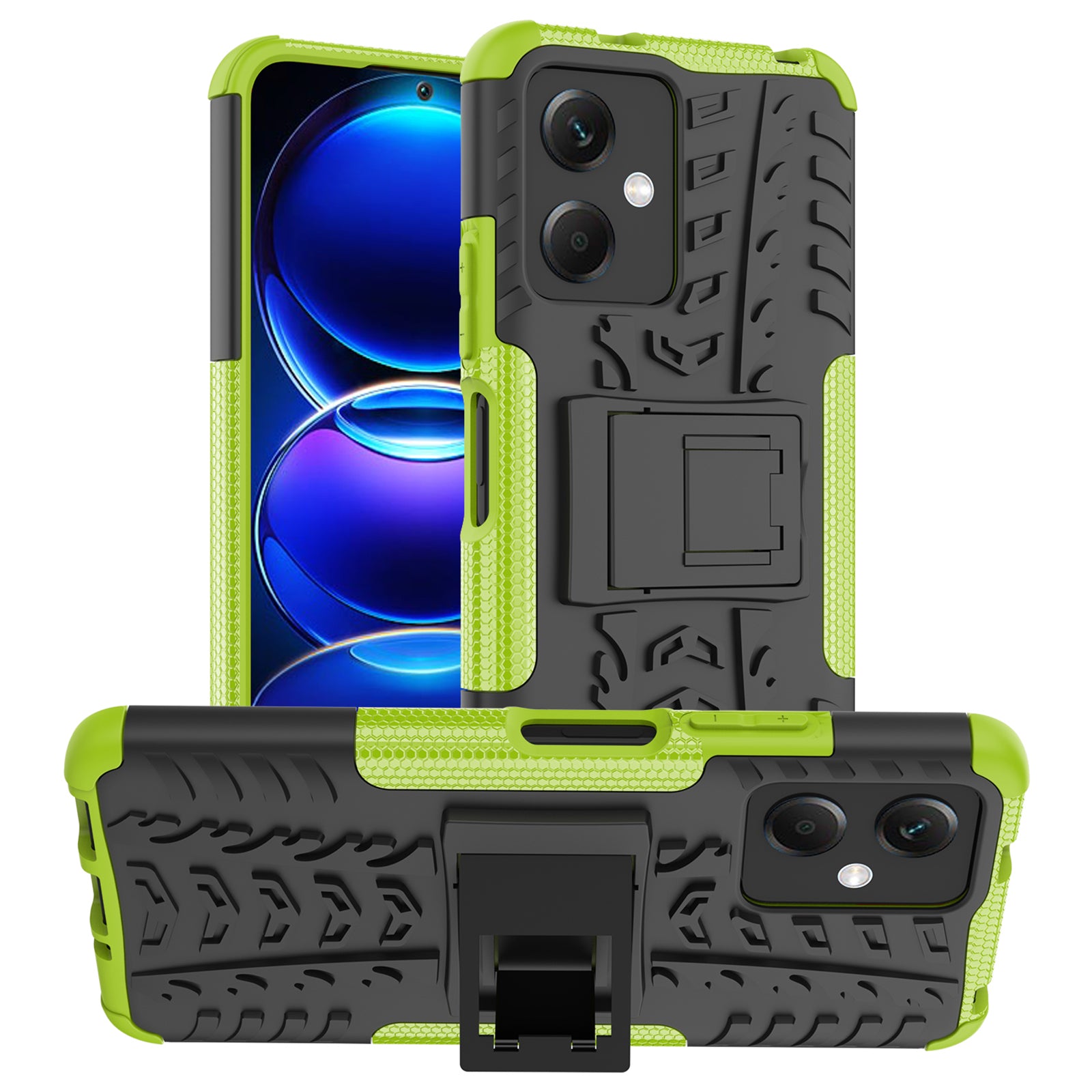 For Xiaomi Redmi Note 12 5G (Global) (India) (China) Poco X5 5G Collision Resistant Tyre Pattern Kickstand Case PC TPU Rugged Hybrid Phone Cover For Xiaomi Redmi Note 12 5G (Global) (India) (China) Poco X5 5G Collision Resistant Tyre Pattern Kickstand Case PC TPU Rugged Hybrid Phone Cover